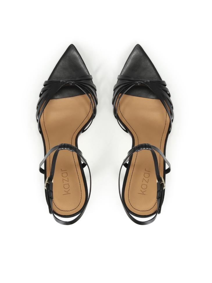 Černé kožené sandály na elegantním podpatku IRINA