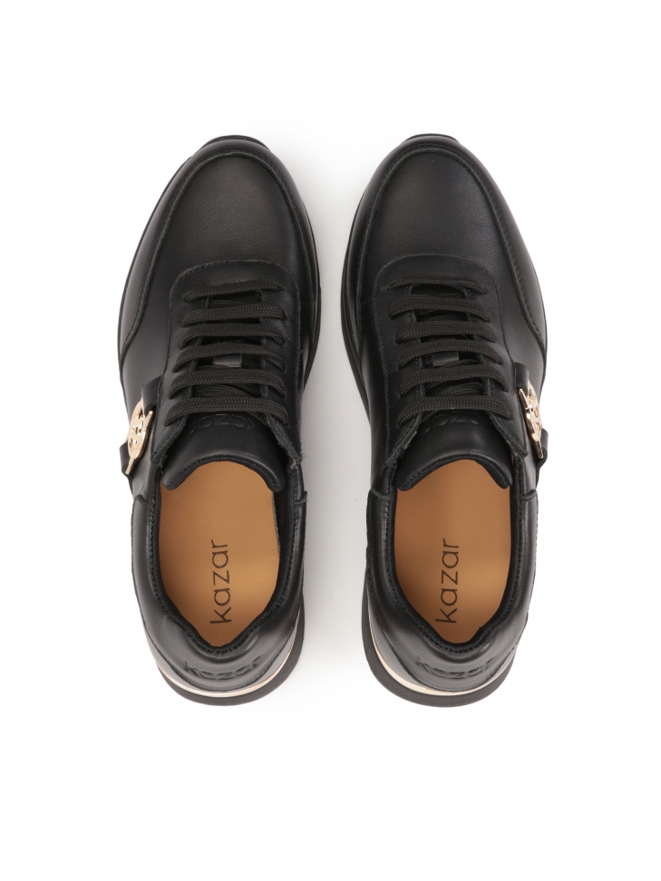 Černé kožené tenisky zdobené zlatými prvky BAHIA