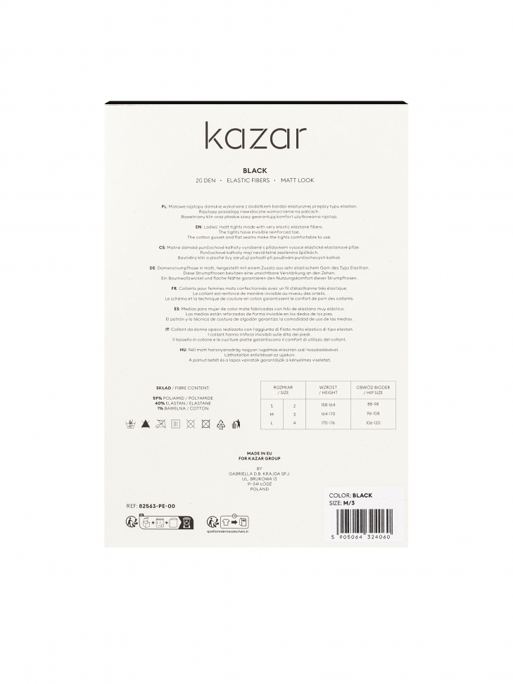 Obyčejné černé matné punčocháče 20 DEN NETTIE