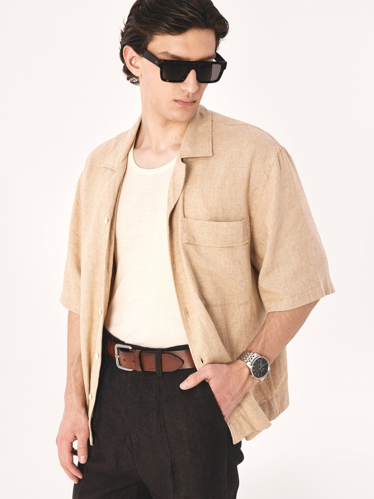 Klasický hnědý pánský opasek  LONGITIS