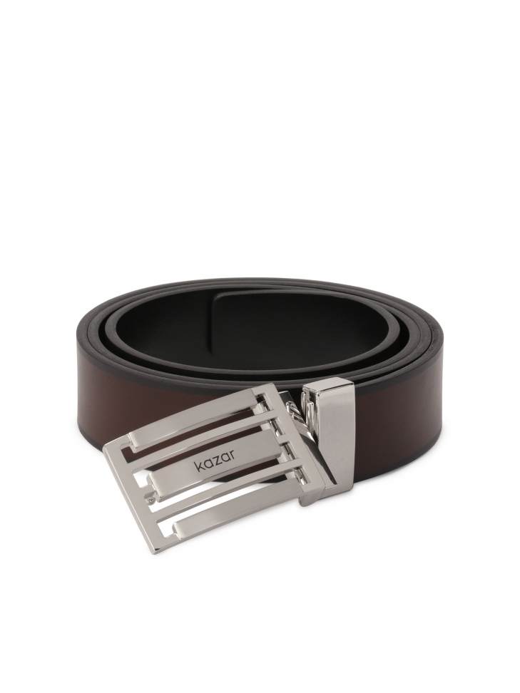 Kožený oboustranný opasek s velkou sponou NICOLLINO