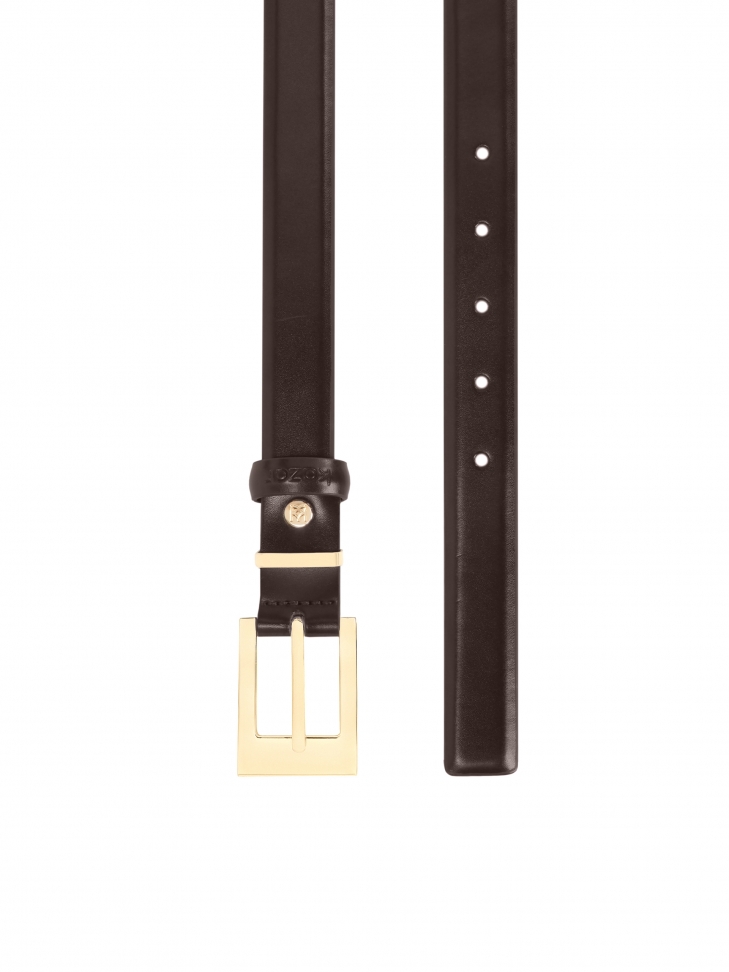 Tmavě hnědý kožený pásek se zlatou sponou AGUADA