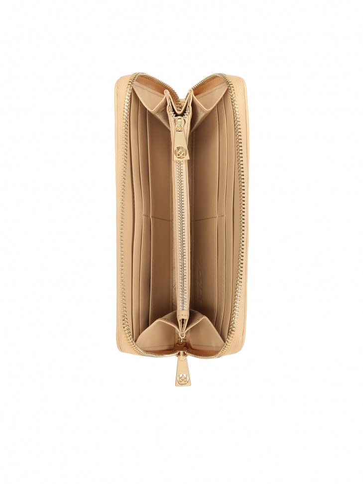 Béžová kožená peněženka se zapínáním na zip CERRA
