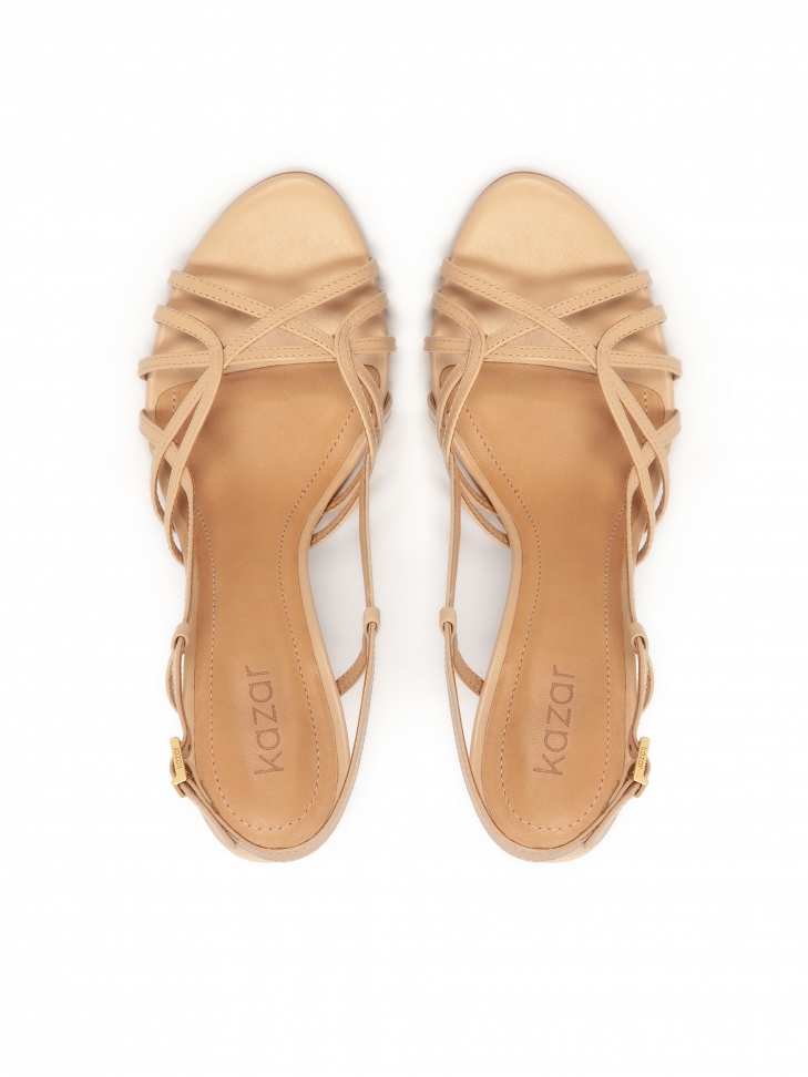 Béžové sandály s otevřenou špičkou na podpatku  FREESIA