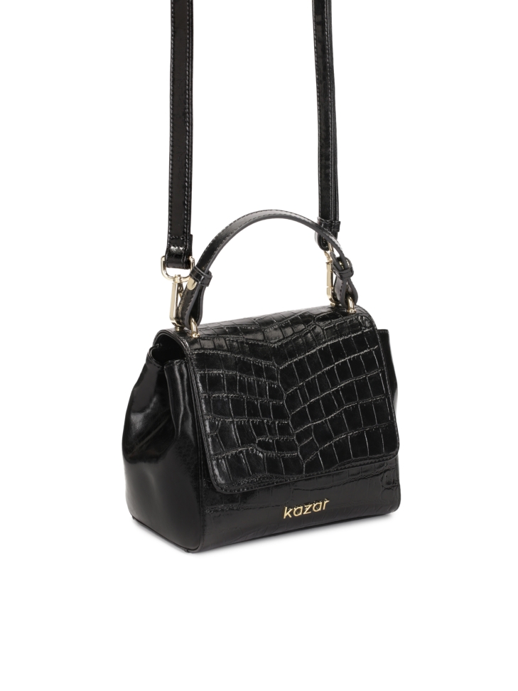 Černá kabelka s uchem zdobeným reliéfním vzorem KRISTENA