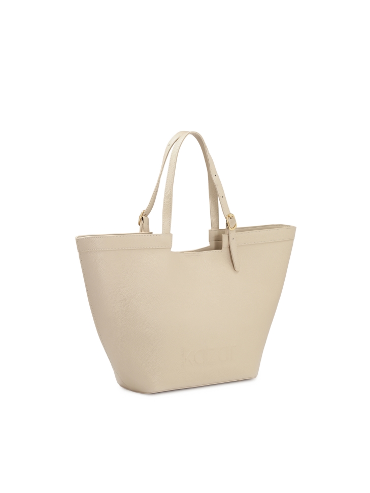 Krémová velká taška přes rameno z hladké kůže  NAN