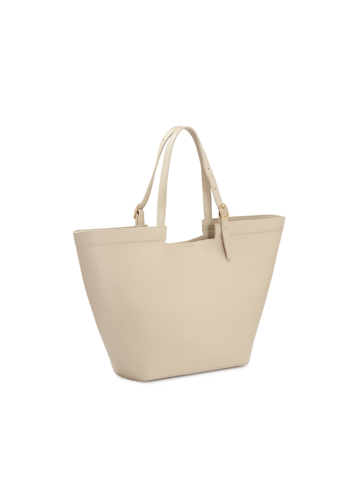 Krémová velká taška přes rameno z hladké kůže  NAN