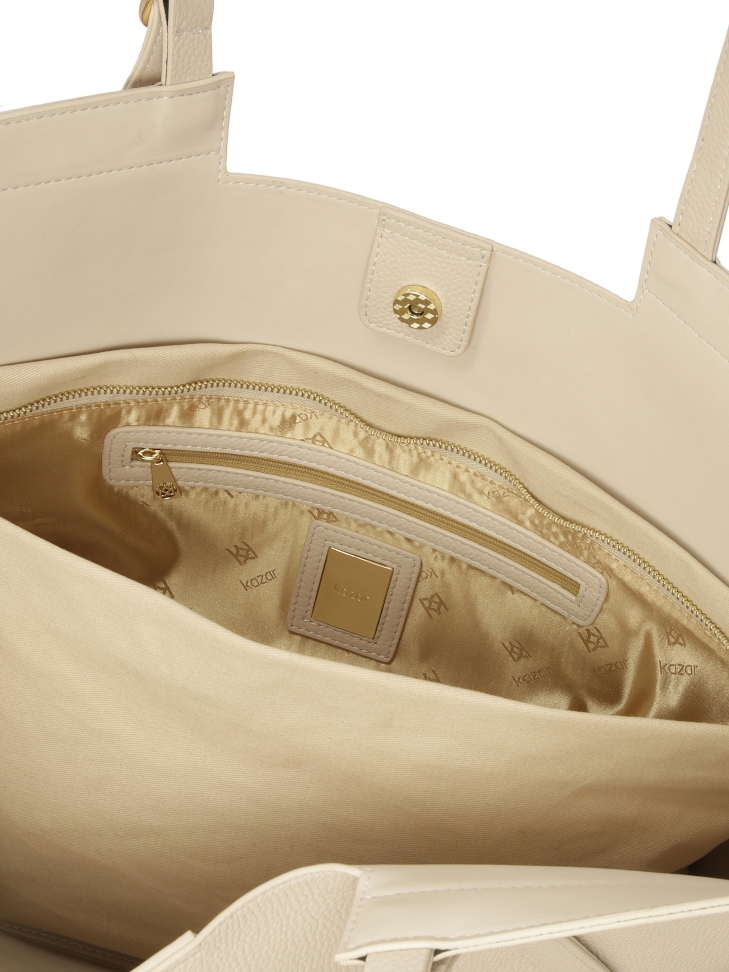 Krémová velká taška přes rameno z hladké kůže  NAN