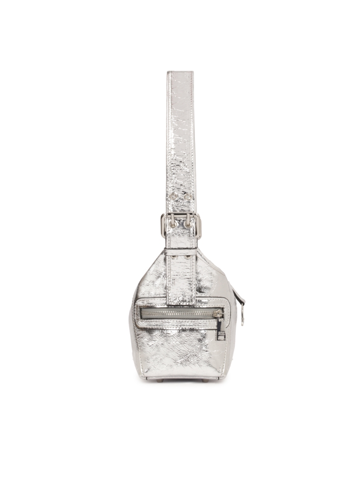 Kožená kabelka ve stříbrné metalické barvě BRIANA