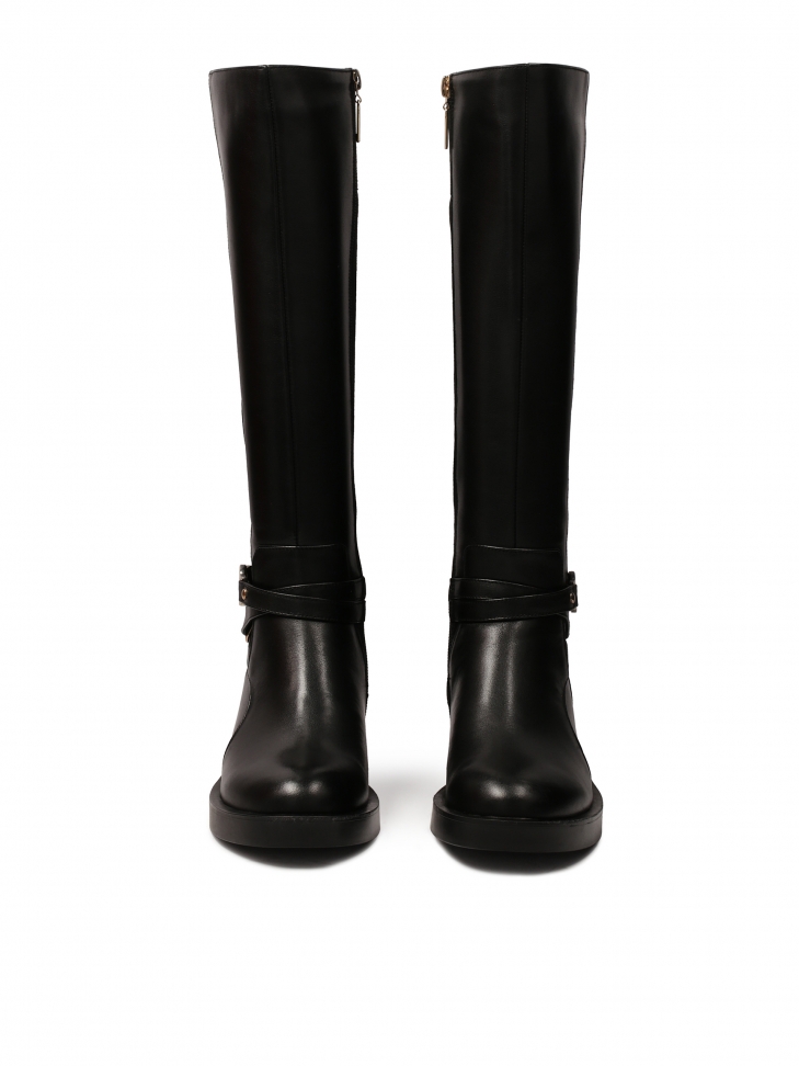 Ploché boty z hladké a semišové kůže CHIRA