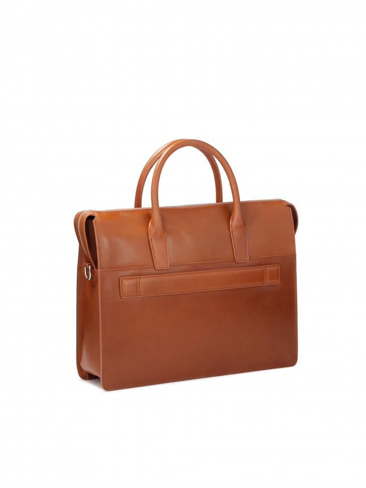 Hnědá kožená jednokomorová taška VINCENZO