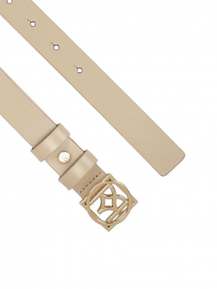 Světlý kožený opasek s výraznou sponou VALLEY