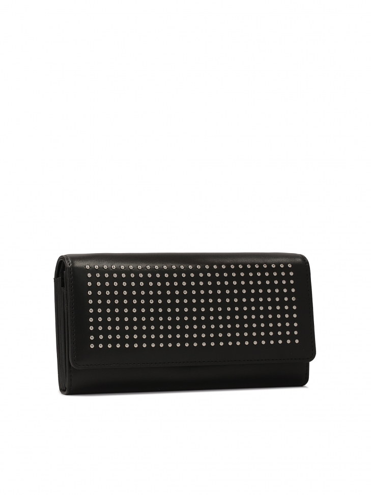 Velká kožená peněženka zdobená stříbrnými kamínky JOLENE