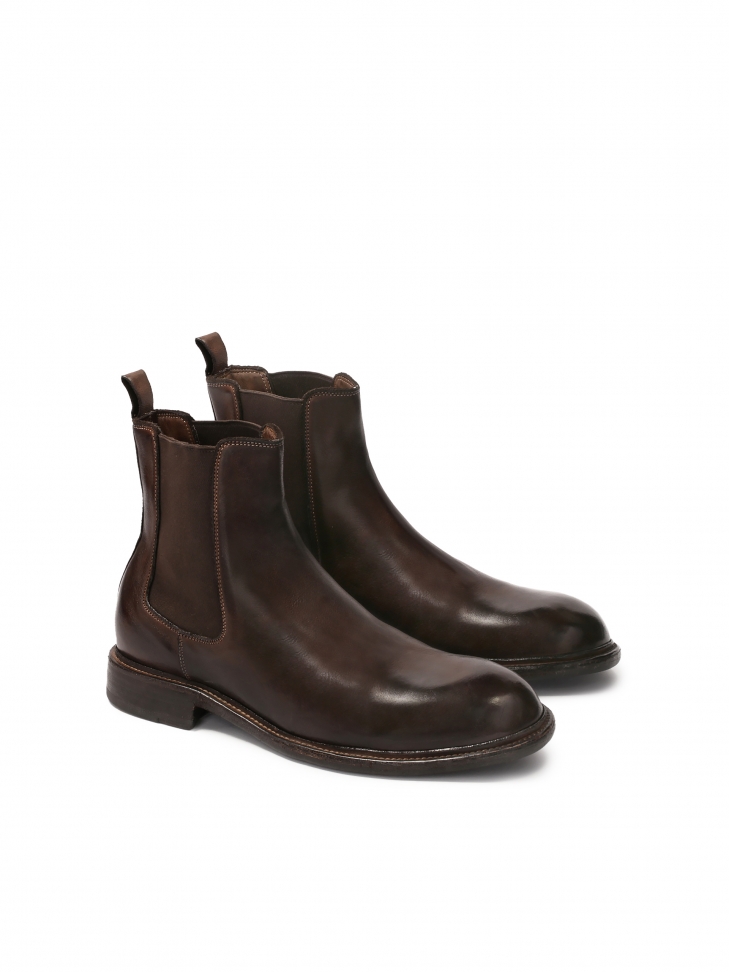 Hnědé boty Chelsea s koženou podrážkou GRANTES