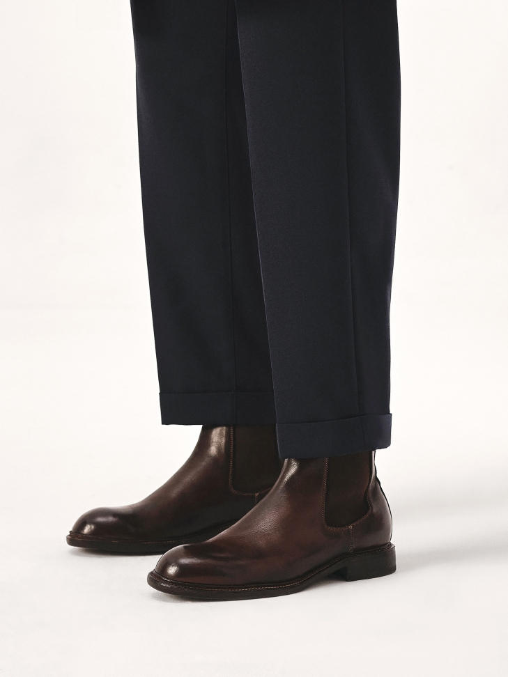 Hnědé boty Chelsea s koženou podrážkou GRANTES