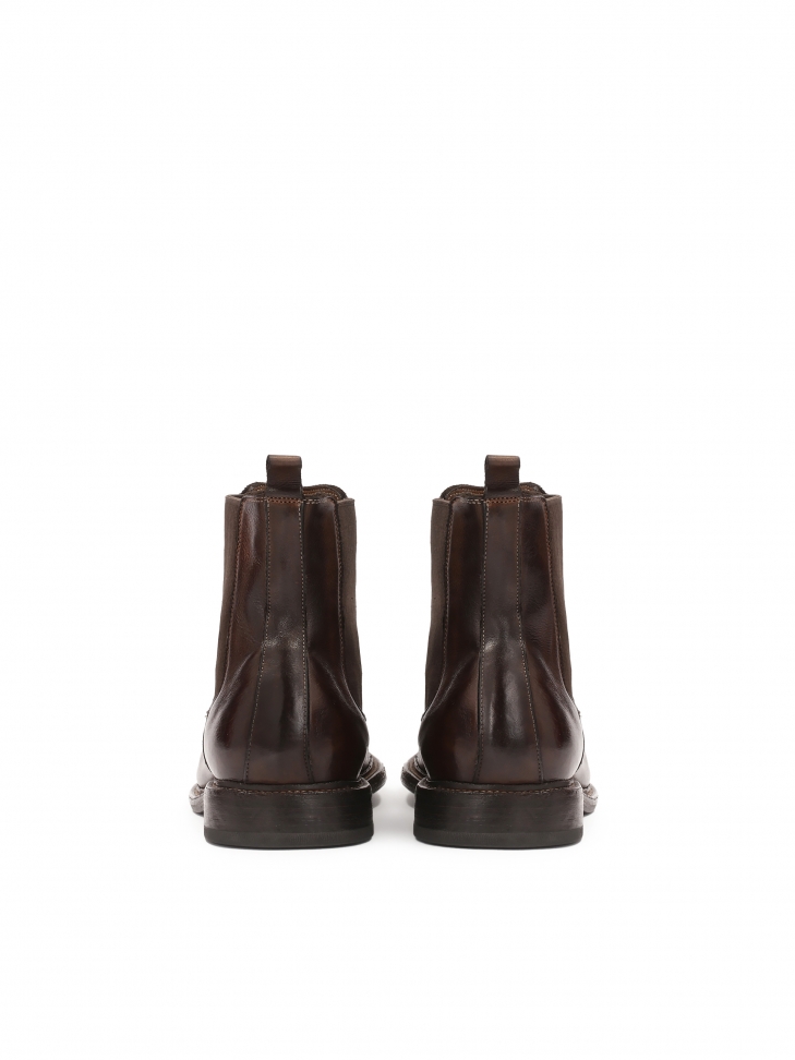 Hnědé boty Chelsea s koženou podrážkou GRANTES