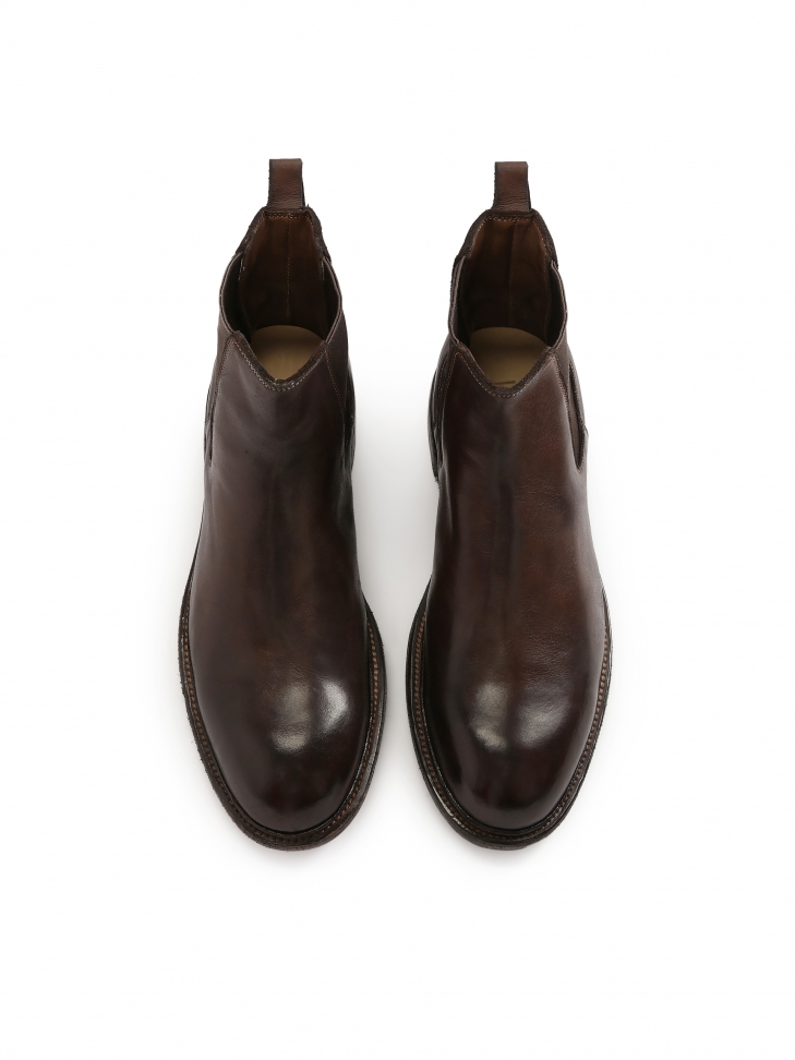 Hnědé boty Chelsea s koženou podrážkou GRANTES