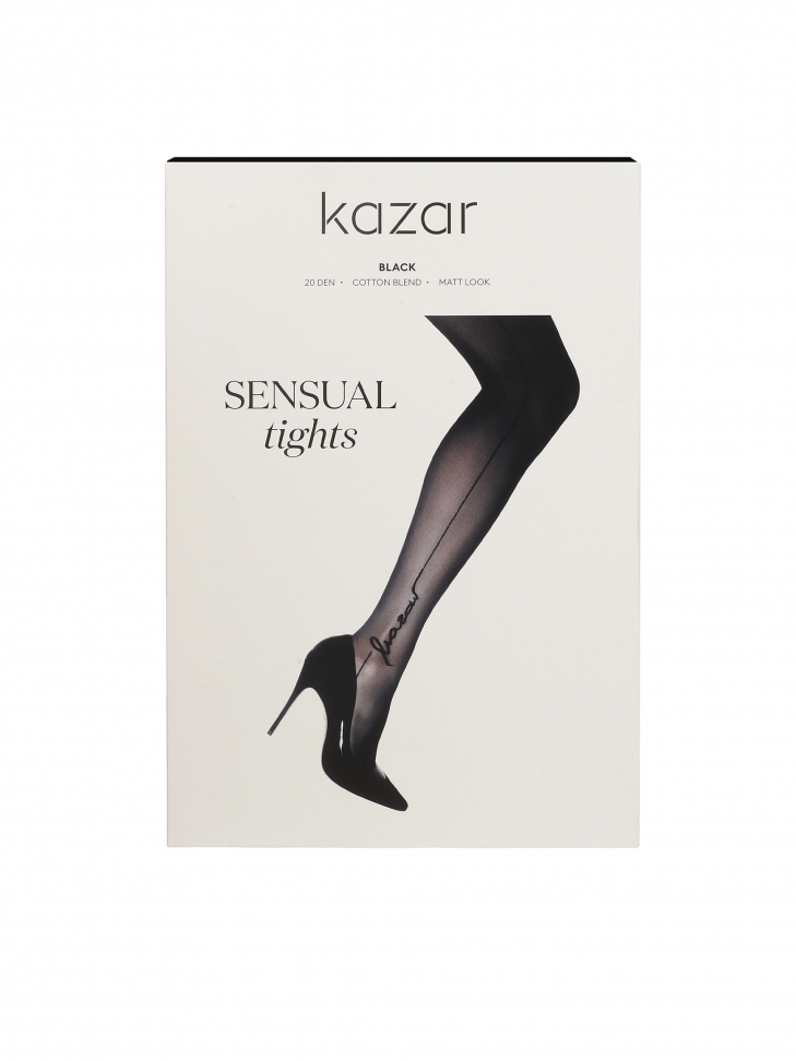 Černé punčocháče se svislou linkou a logem SENSUAL