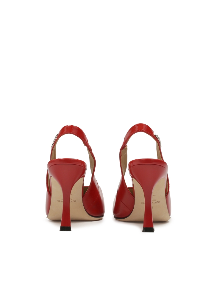 Červené lodičky na podpatku s šálkou KS DIANE