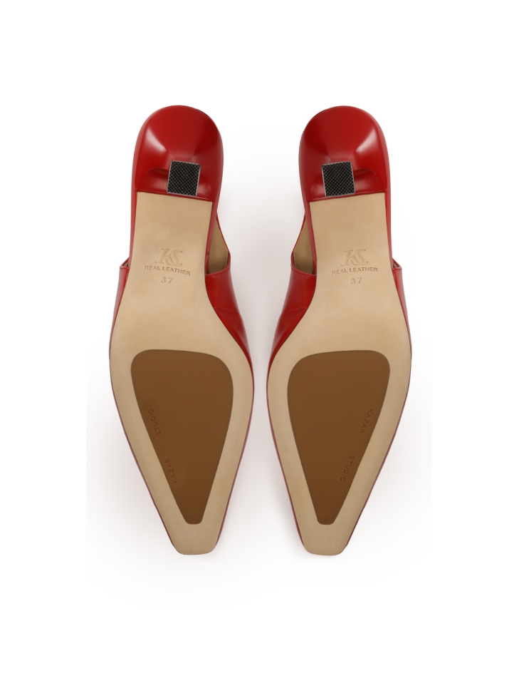 Červené lodičky na podpatku s šálkou KS DIANE