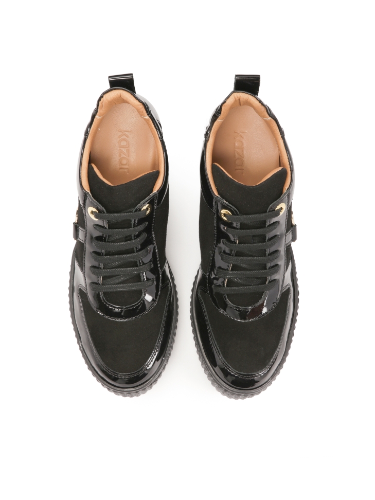 Semišové tenisky s prvky z lakované kůže TIA