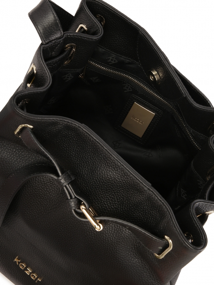 Zdobená černá kožená kabelka s řemínkem SAFIE