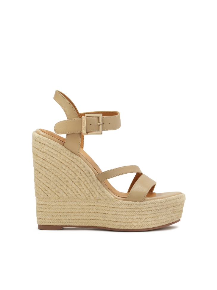 Kožené sandály na šňůrkovém podpatku BELLS