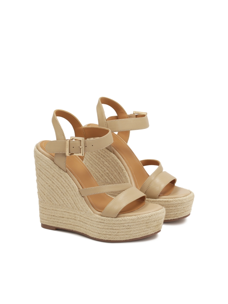 Kožené sandály na šňůrkovém podpatku BELLS