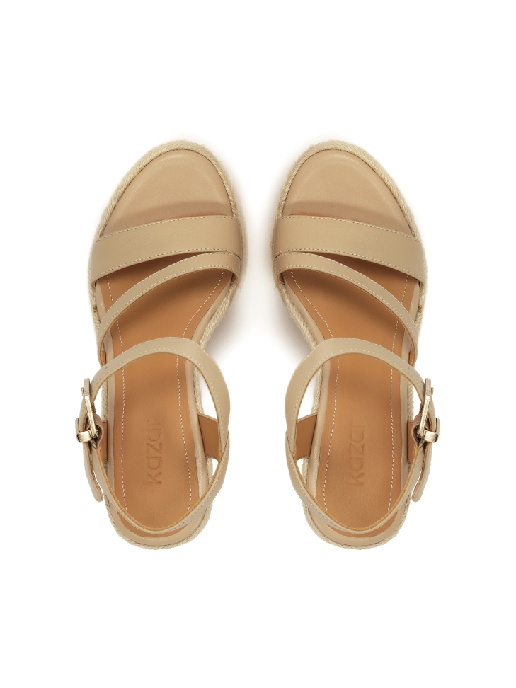 Kožené sandály na šňůrkovém podpatku BELLS