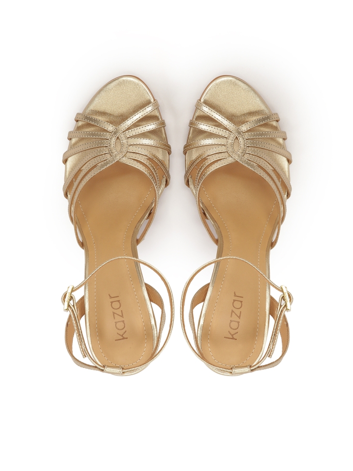Elegantní zlaté sandály s pohodlným podpatkem FREESIA