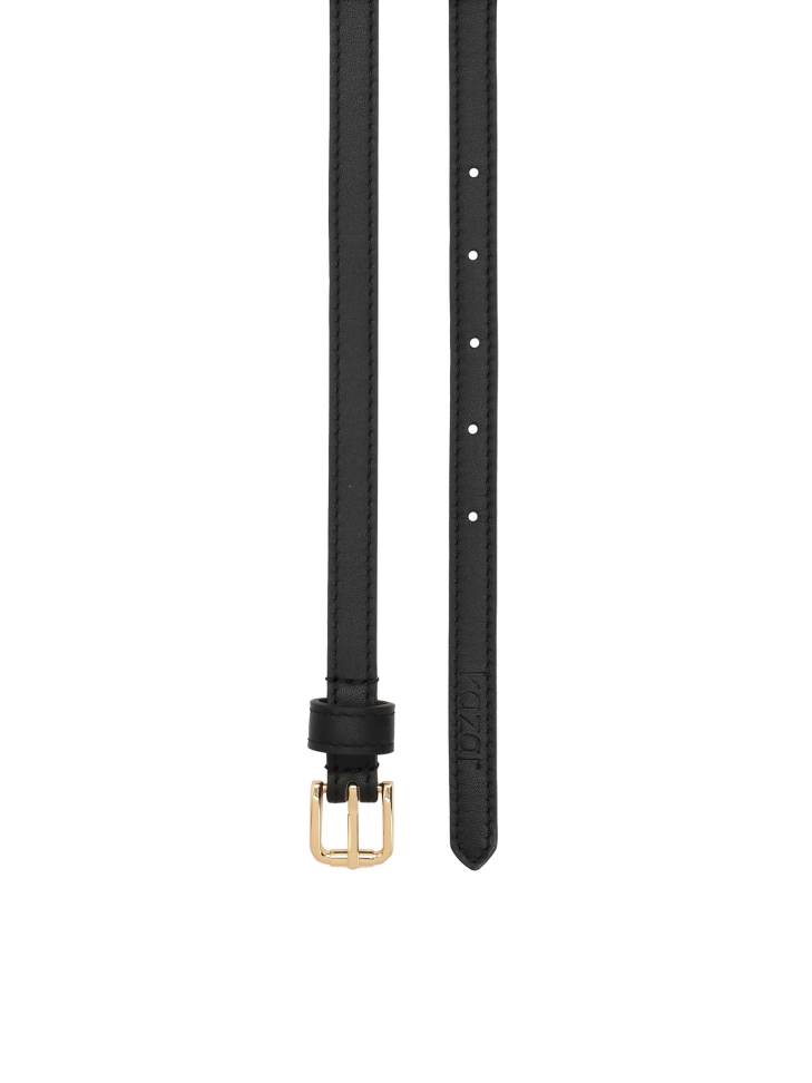 Černý kožený dvoudílný opasek se zlatou sponou HARIET