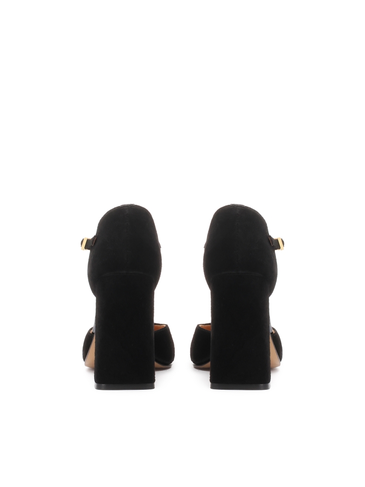 Semišové polootevřené lodičky na kůlu ZELIA