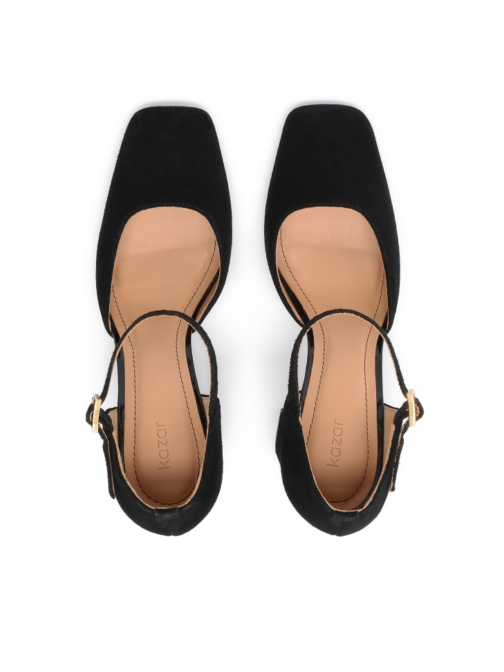 Semišové polootevřené lodičky na kůlu ZELIA