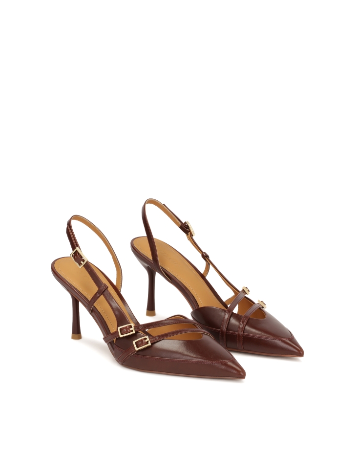 Hnědé lodičky s otevřeným podpatkem  YSABEL