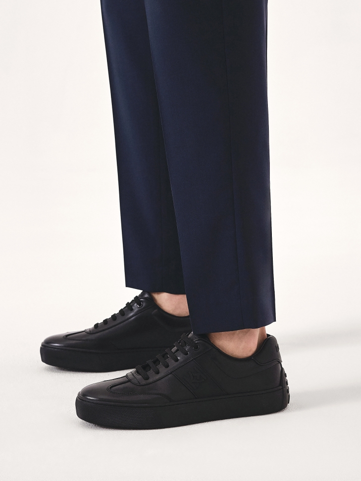 Černé kožené tenisky s gumou na patě SEMOUSE