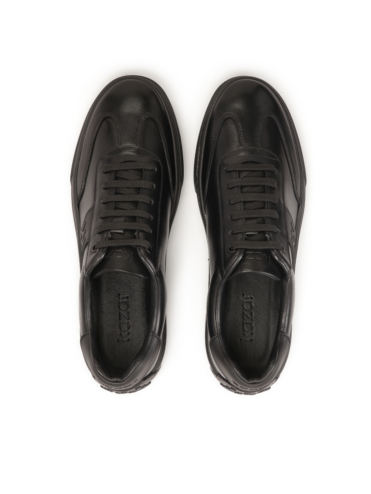 Černé kožené tenisky s gumou na patě SEMOUSE