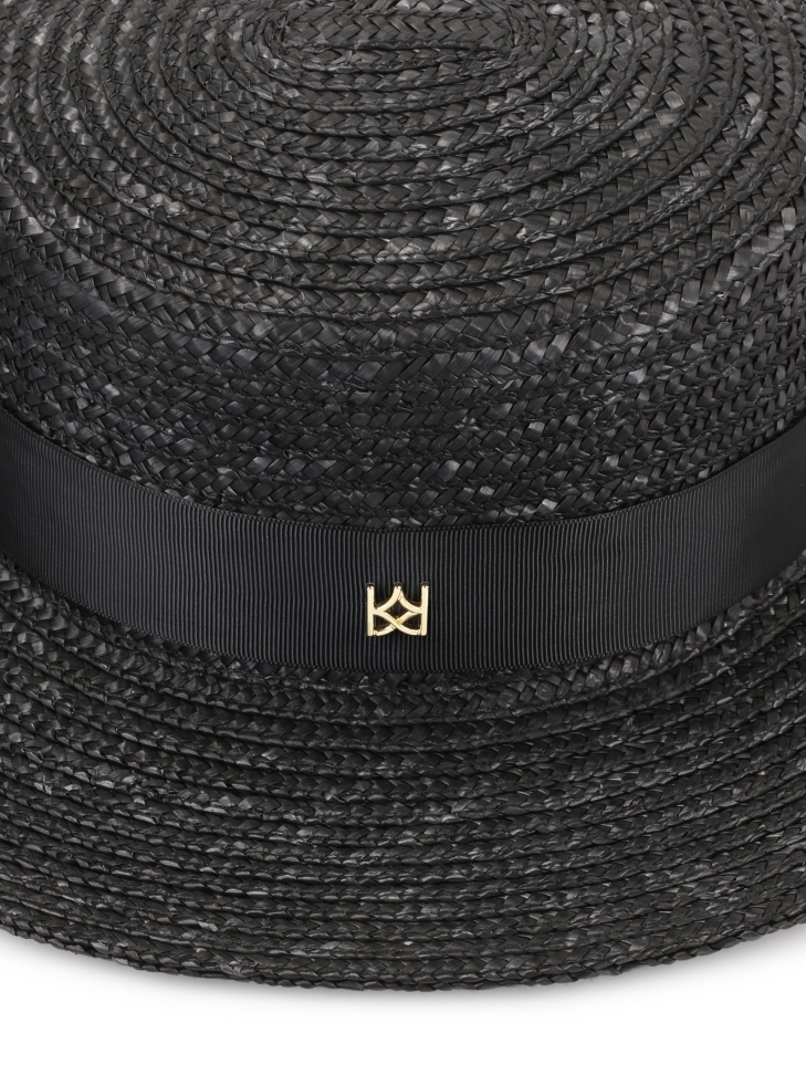 Černý slaměný klobouk se stuhou NANI