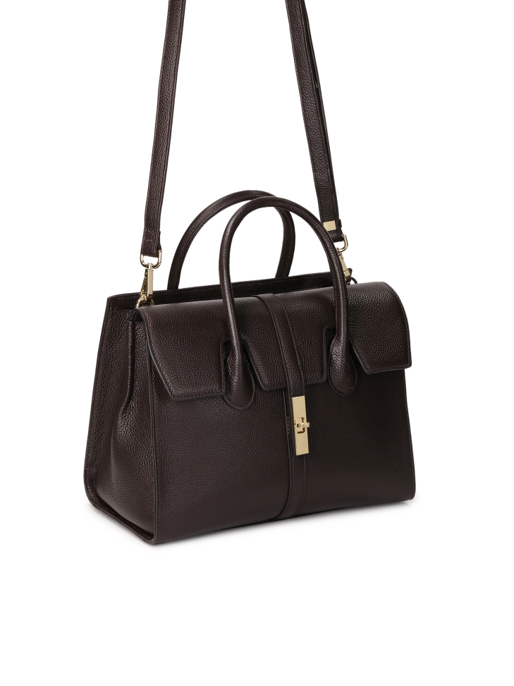 Tmavě hnědá kabelka s uchy a odnímatelným popruhem FELICITE M