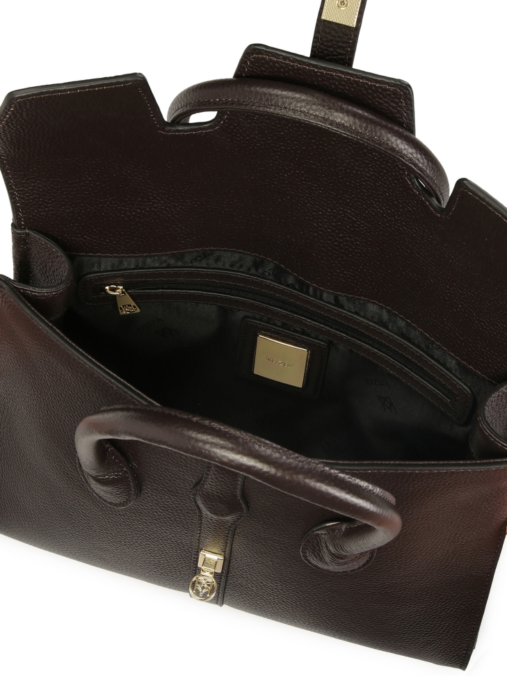 Tmavě hnědá kabelka s uchy a odnímatelným popruhem FELICITE M