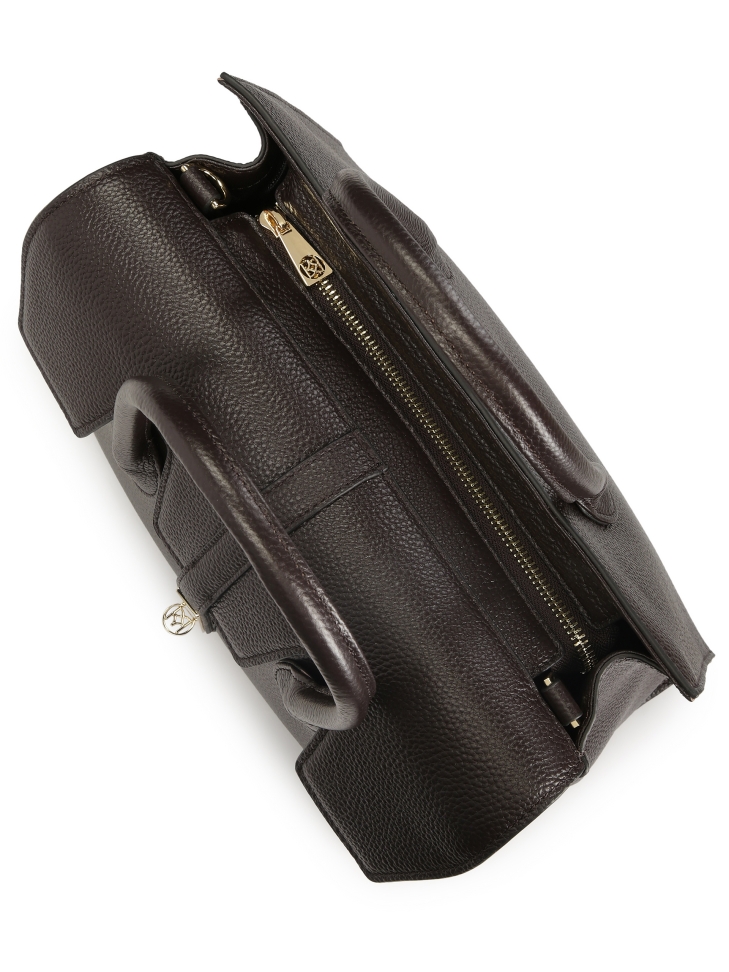 Tmavě hnědá kabelka s uchy a odnímatelným popruhem FELICITE M