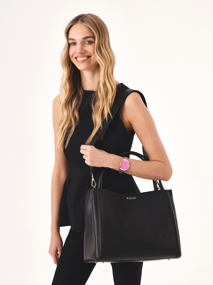 Velká černá kabelka z měkké kůže  BLAINE L