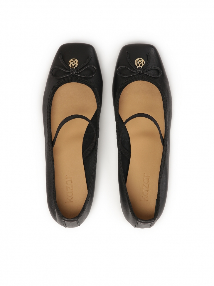Černé baleríny s gumičkou a zkráceným nosem CAPRI