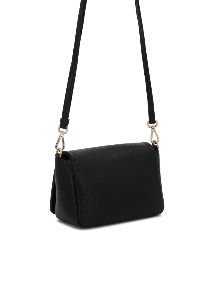 Malá černá kožená kabelka s klopou ZIRELIA