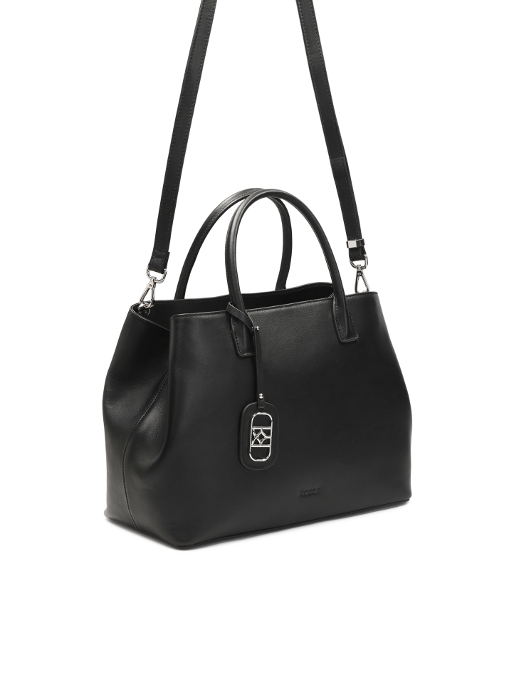 Černá kožená kabelka v minimalistickém stylu NOELLA