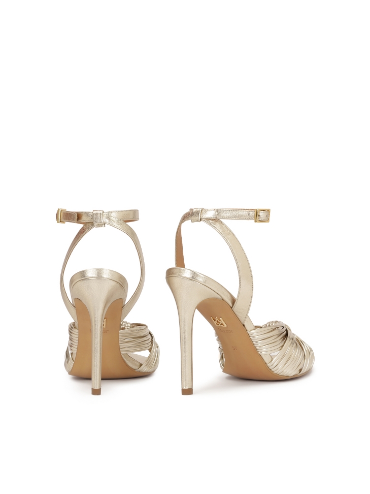 Zlaté kožené sandály na podpatku ELLISA