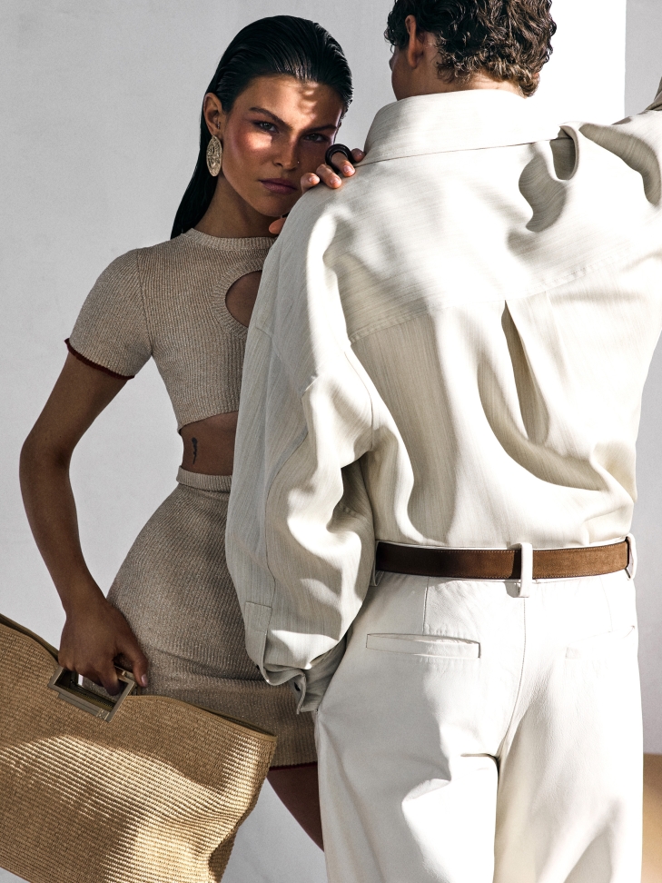 Béžová taška z rafie se zabudovanými uchy AUDREY