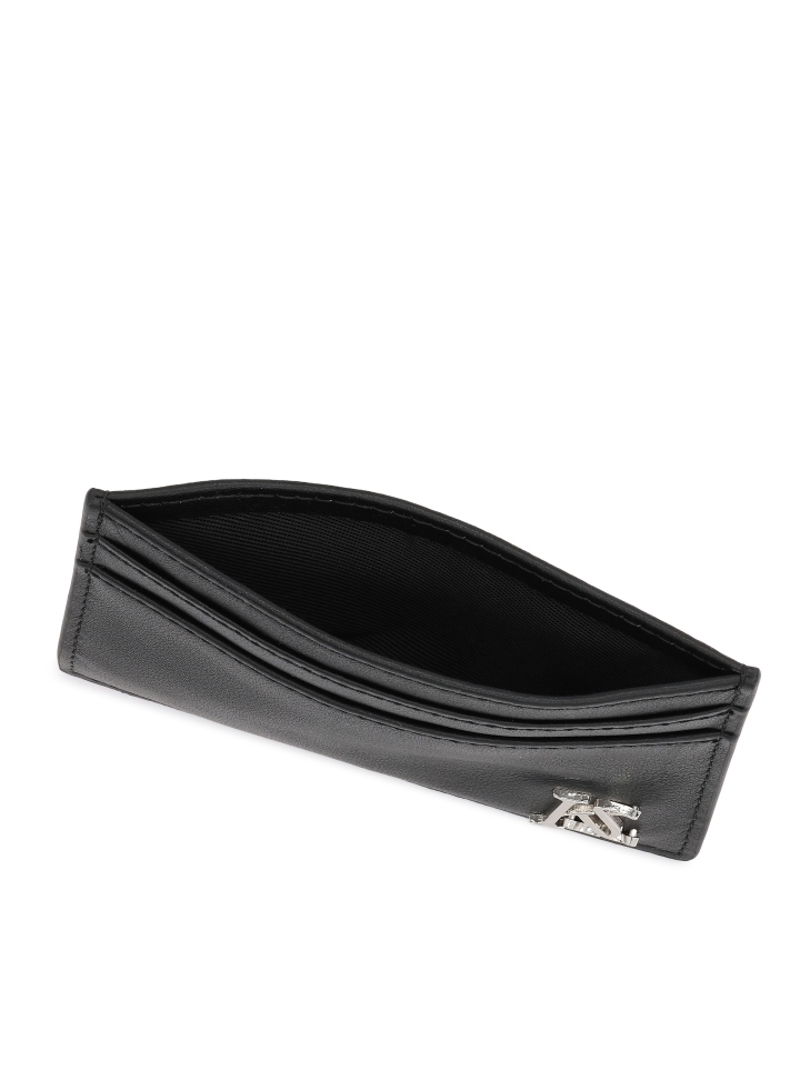 Černé kožené pouzdro na karty s logem  KS SEINES