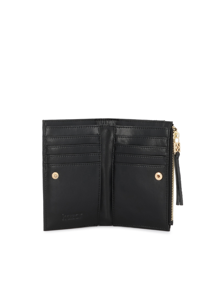 Dámská černá kožená peněženka s reliéfem THALIA