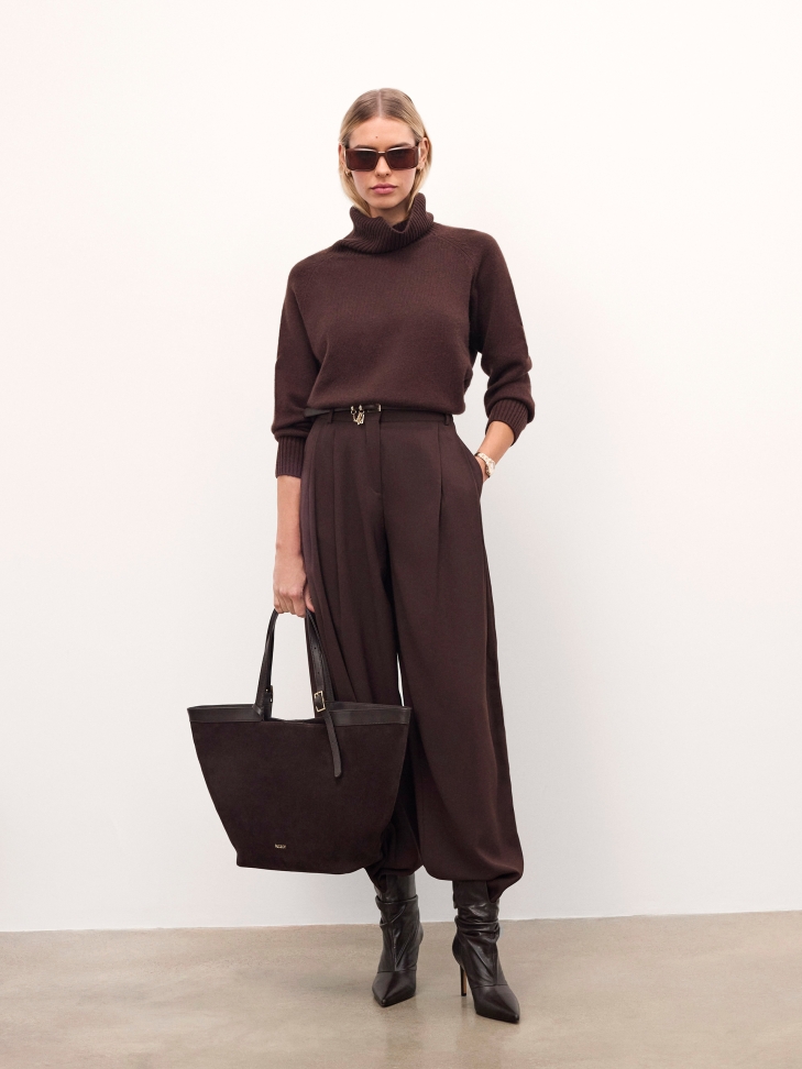 Hnědá velká semišová kabelka NAN