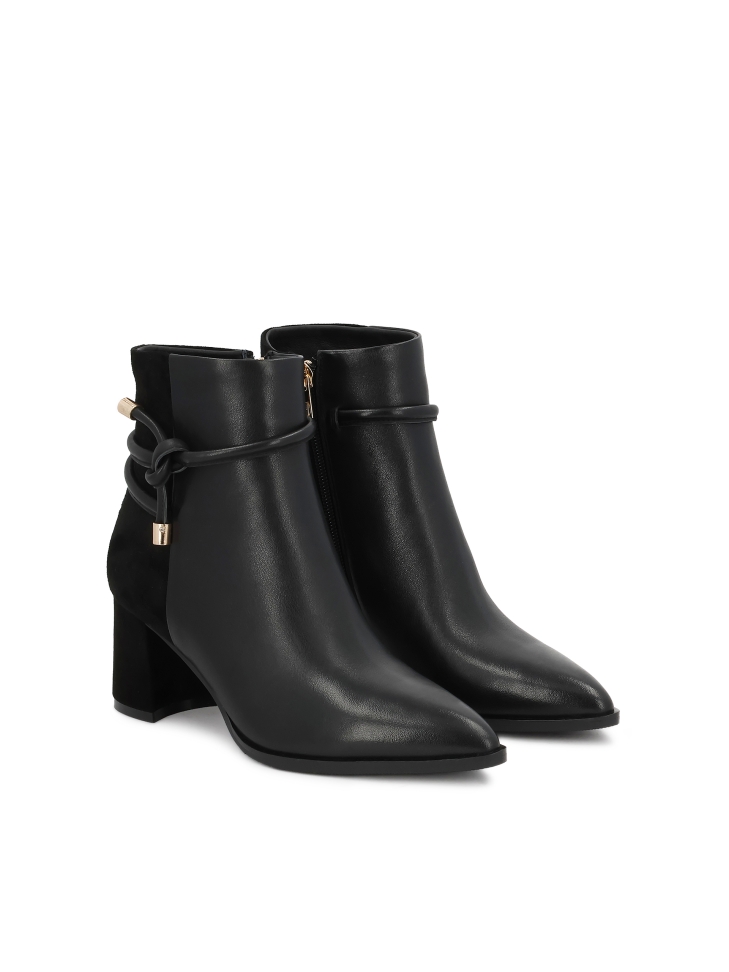 Černé semišové a hladké kožené boty SERINA